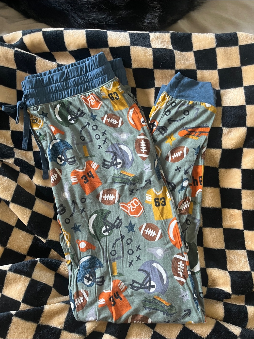 Little Sleepies Blue Ribbed Waistband Pajama Pants with Cream Interior